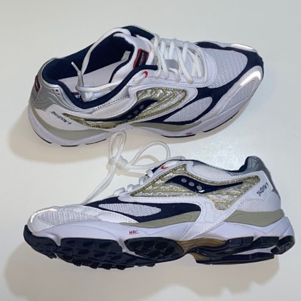 Saucony ProGrid Omni 9 Premium White and Blue with Gold Details Sz,8.5 US